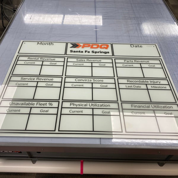 Custom Whiteboard with Decals for PDQ in Corona, CA