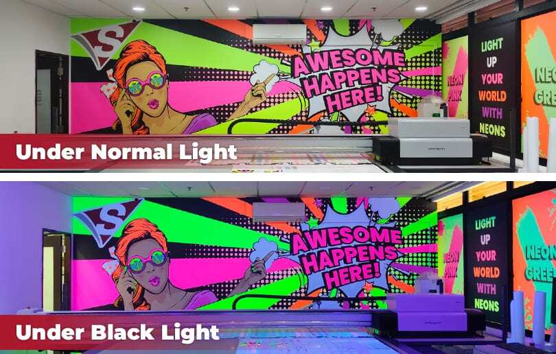 Neon Printing for Wall Graphics Using Signarama CBD's swissQ Printer