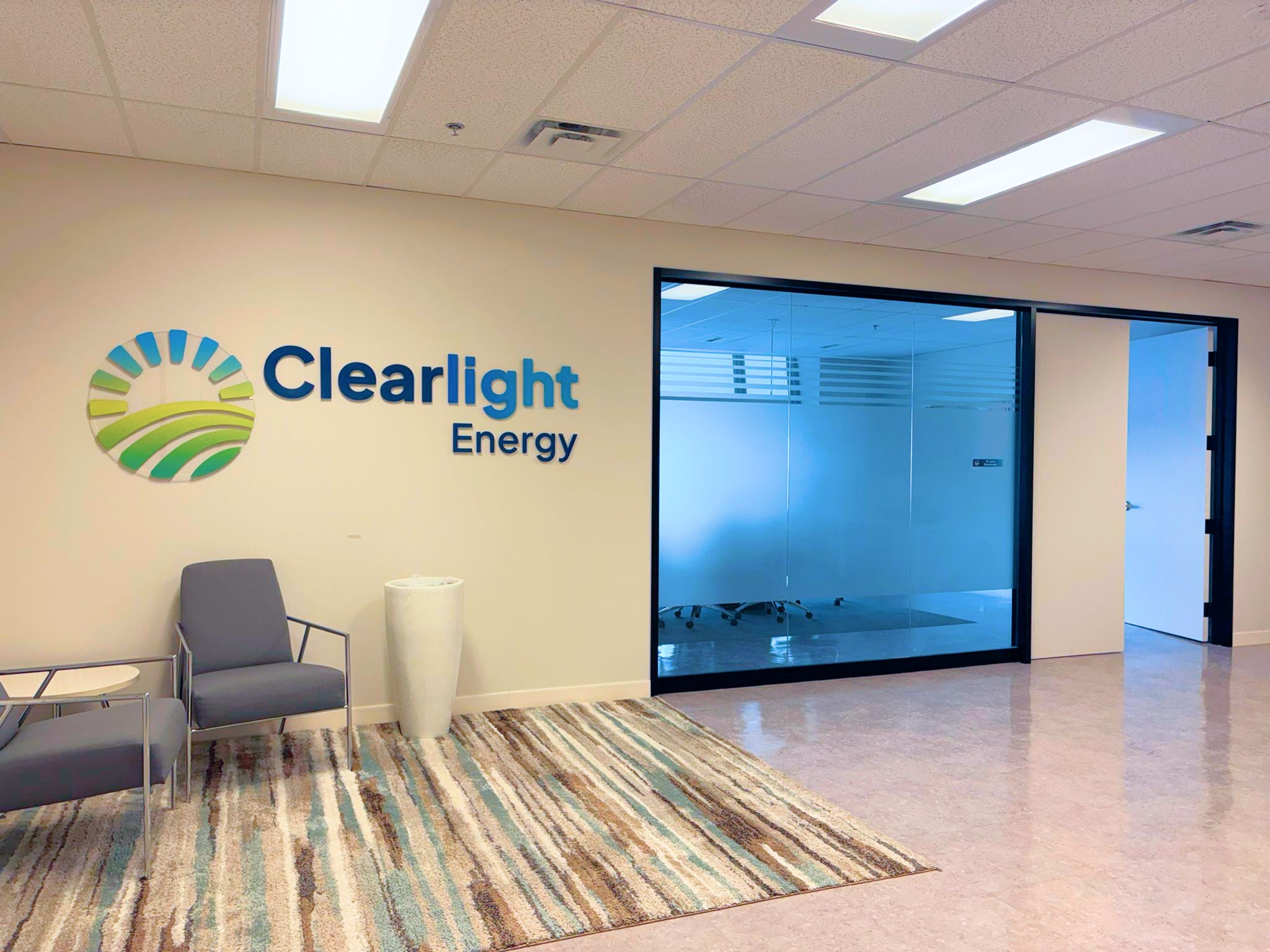 Frosted Window Graphics for Office Privacy at Clearlight Energy
