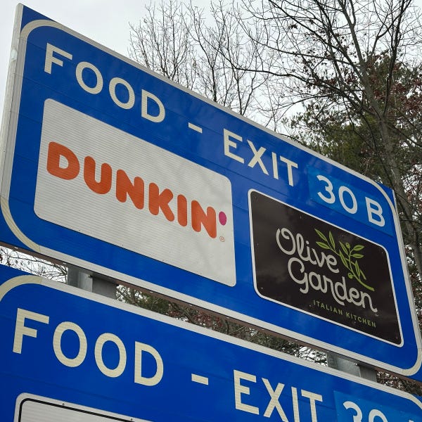 Dunkin MassDOT Service Sign Close-Up