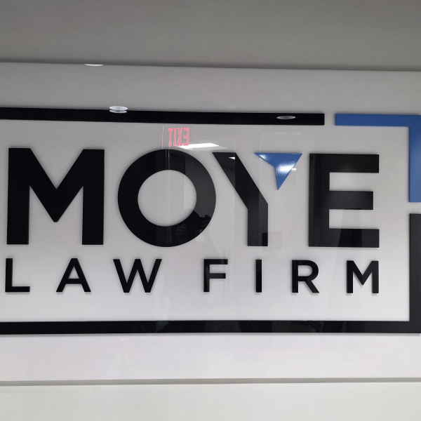 Sleek Acrylic Reception Sign – Moye Law Firm