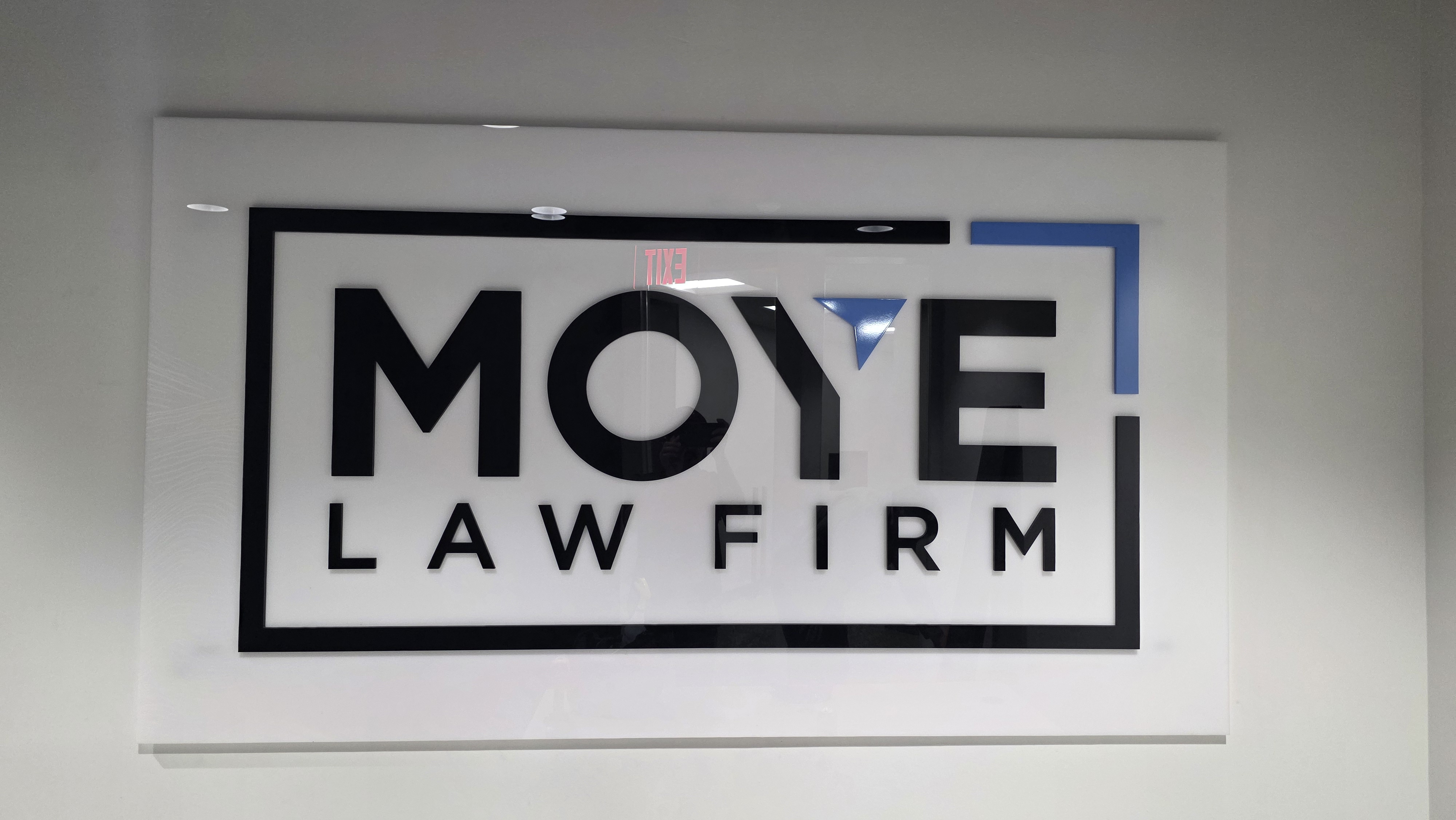 Sleek Acrylic Reception Sign – Moye Law Firm