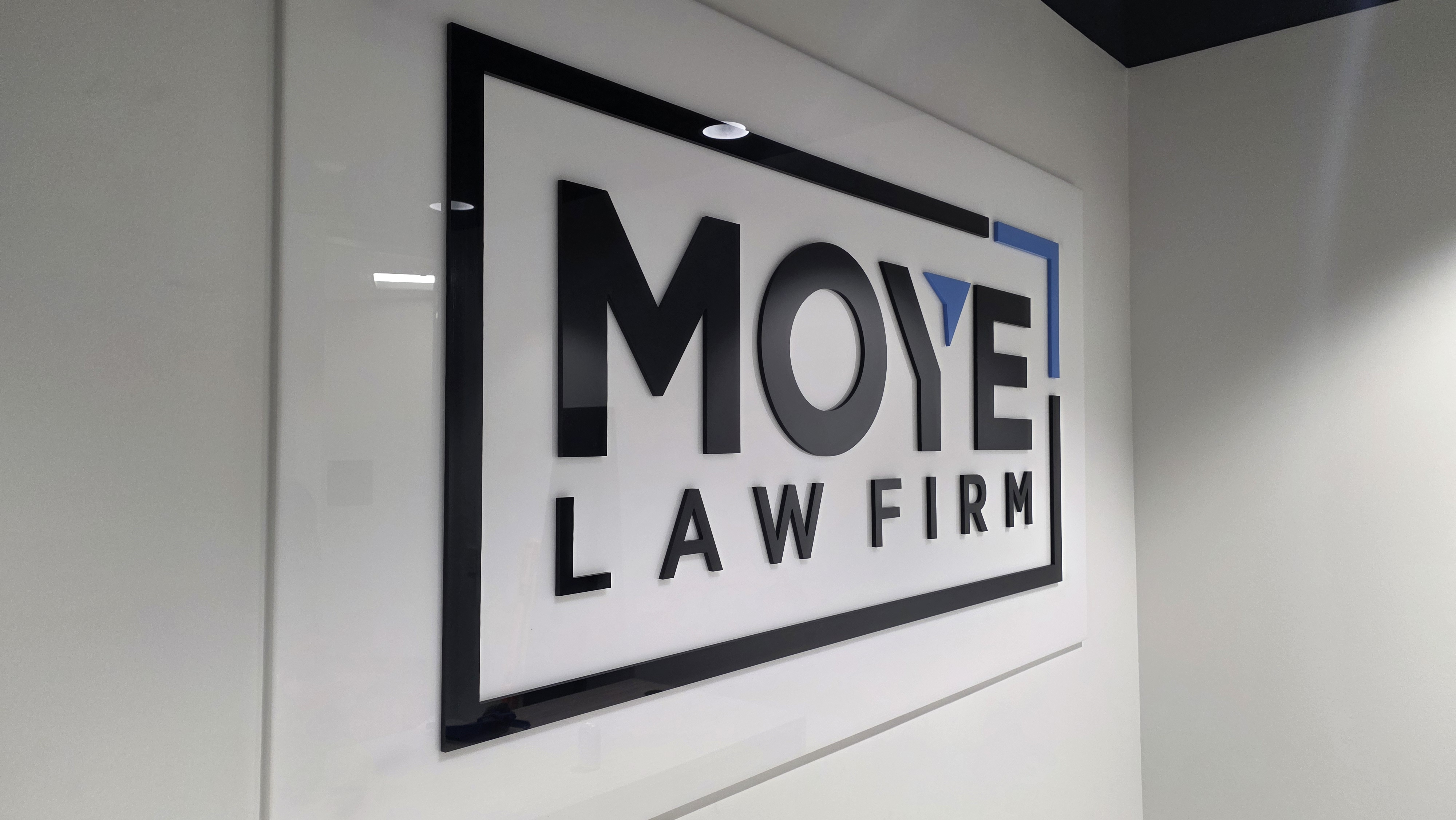 Sleek Acrylic Reception Sign – Moye Law Firm