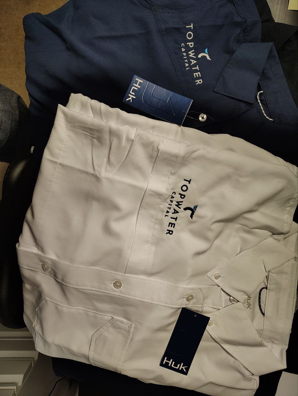 Embroidered HUK shirts for Topwater Capital