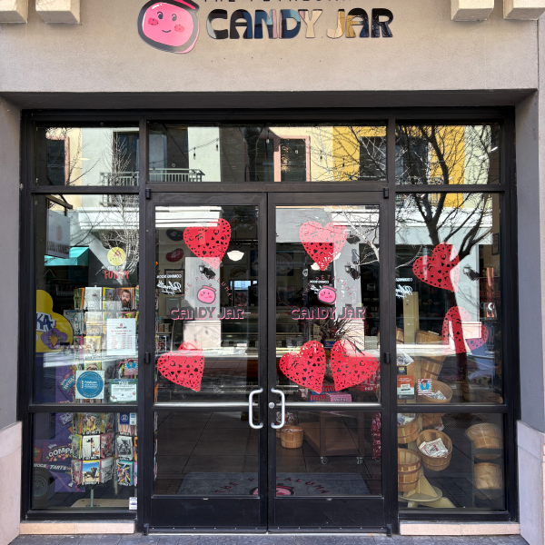 Petaluma Candy Jar acrylic dimensional logo on the storefront