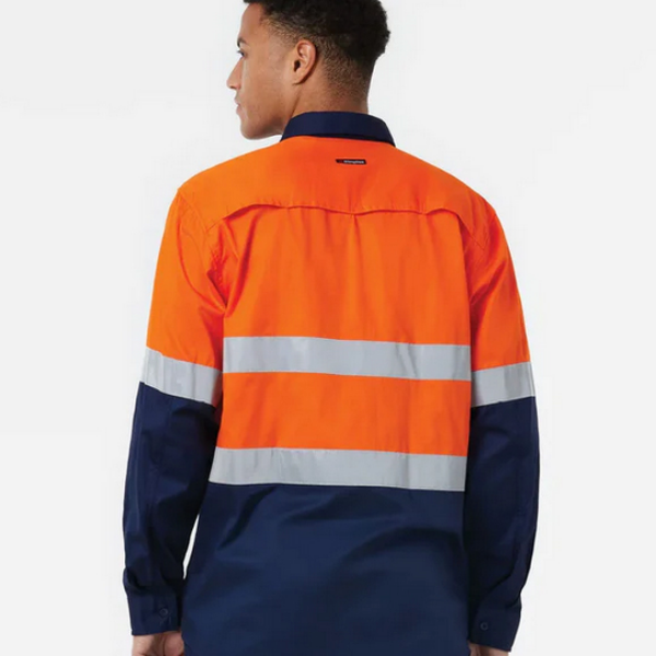 Custom KingGee Originals Closed Front Vented Drill Shirt Tape