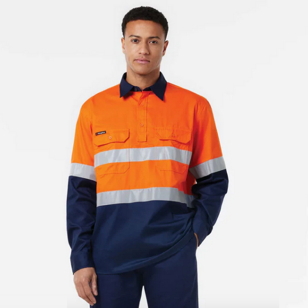 Custom KingGee Originals Closed Front Vented Drill Shirt Tape