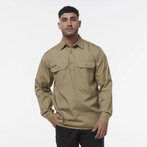 Custom KingGee Men's Workcool Vented Close Front LS Shirt