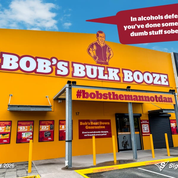 Exterior and interior signage installed by Signarama Springwood at Bob’s Bulk Booze Tingalpa, featuring bold storefront branding and cohesive in-store graphics creating a strong, p...