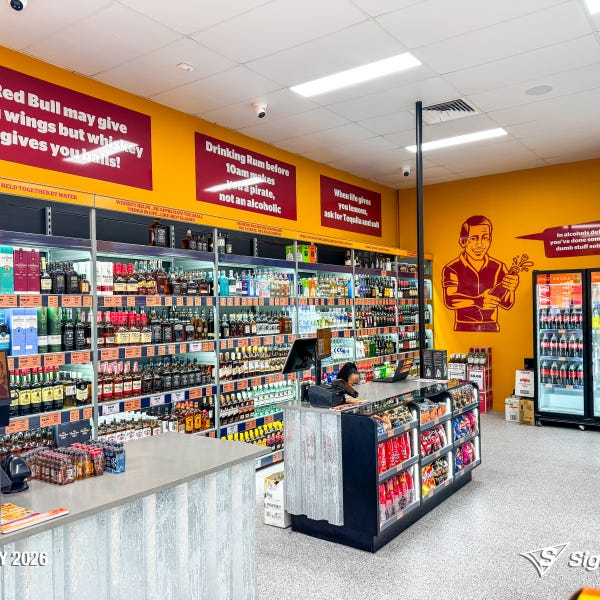 Exterior and interior signage installed by Signarama Springwood at Bob’s Bulk Booze Tingalpa, featuring bold storefront branding and cohesive in-store graphics creating a strong, p...