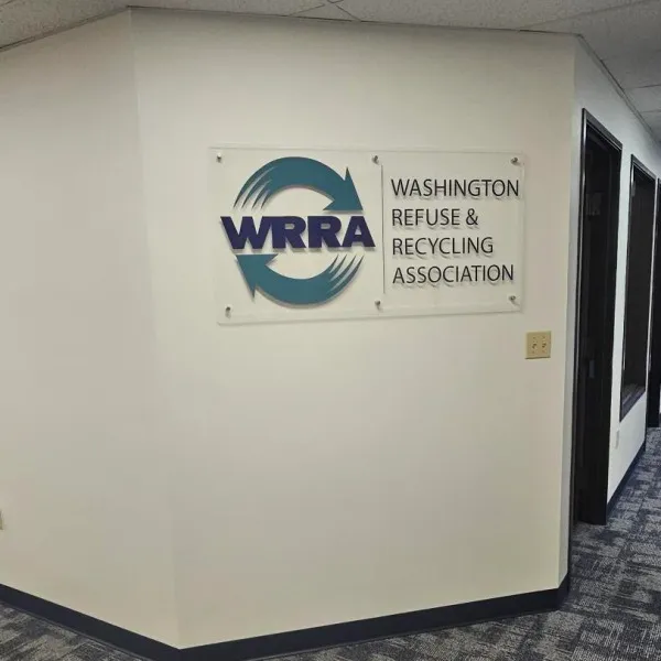WRRA Acryilc Lobby Sign with Branding and Logo on Standoffs