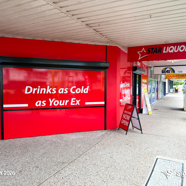 Exterior and interior signage installed by Signarama Springwood at a Star Liquor store, featuring illuminated storefront branding and cohesive in-store graphics for a complete reta...