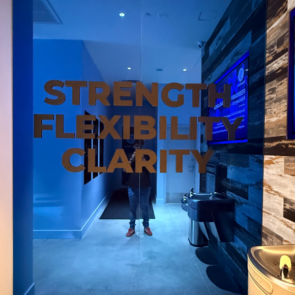 Dimensional letters , Yoga joint mirror wall