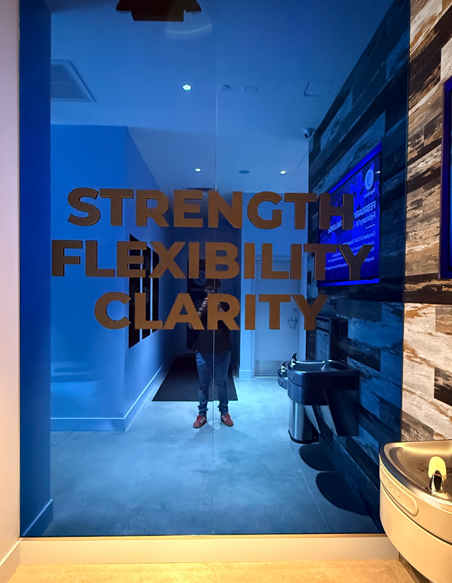 Dimensional letters , Yoga joint mirror wall