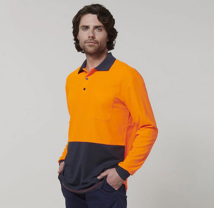 Hard Yakka Men's Long Sleeve Hi Vis Polo