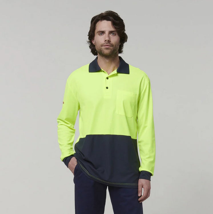 Hard Yakka Men's Long Sleeve Hi Vis Polo