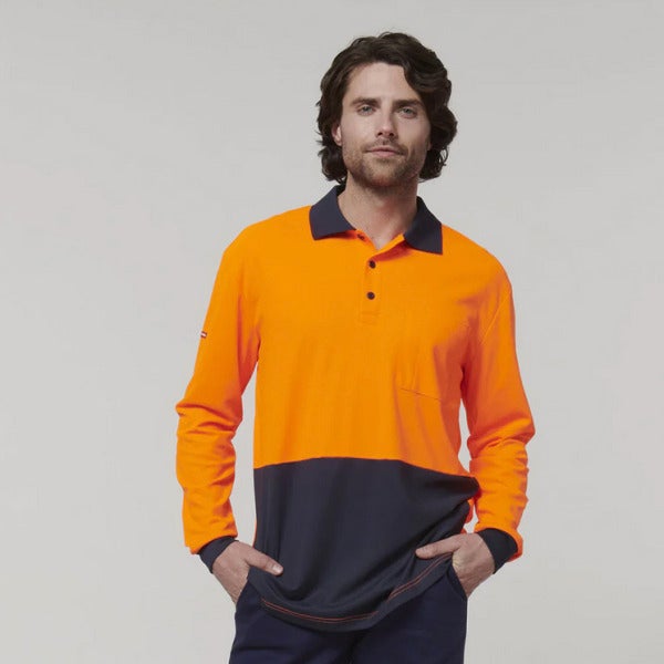Custom Hard Yakka Men's Long Sleeve Hi Vis Polo