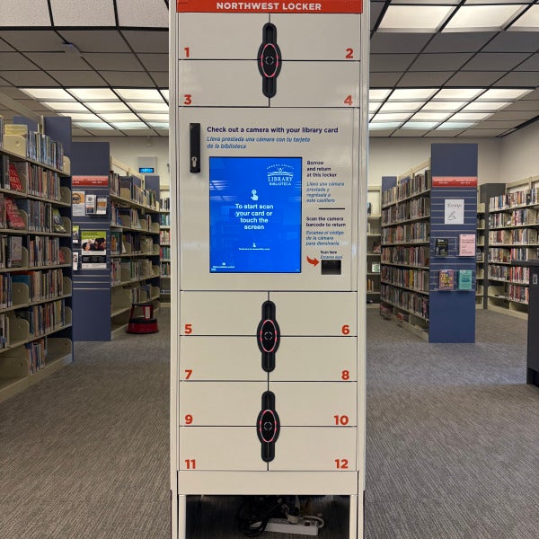 Wrapped camera lockers at Sonoma County Library
