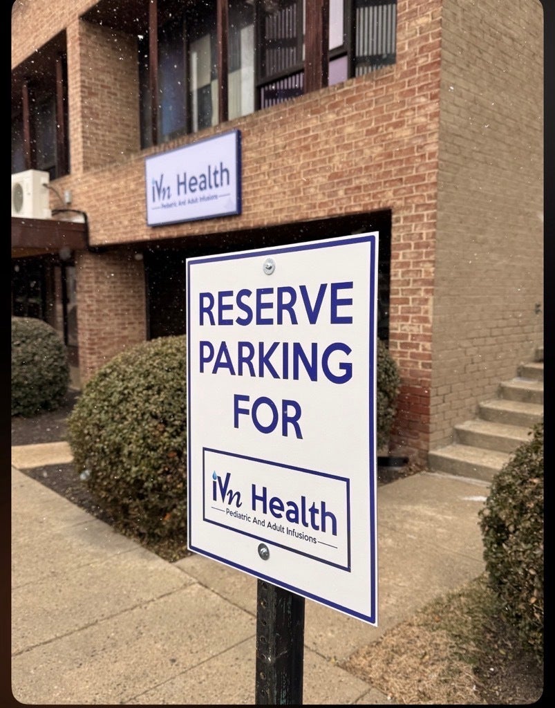 Custom Office Signage for IVN Health in Gaithersburg, MD | Reception Signs, Door Graphics & Parking Signs