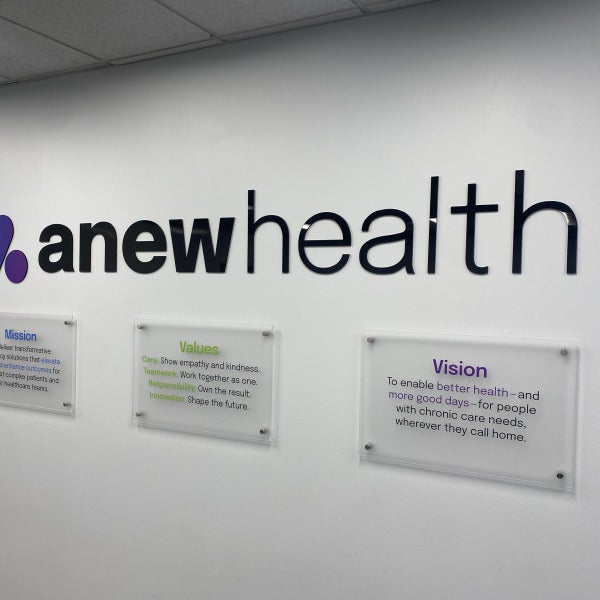 Custom Acrylic Signs for AnewHealth in Corona, CA