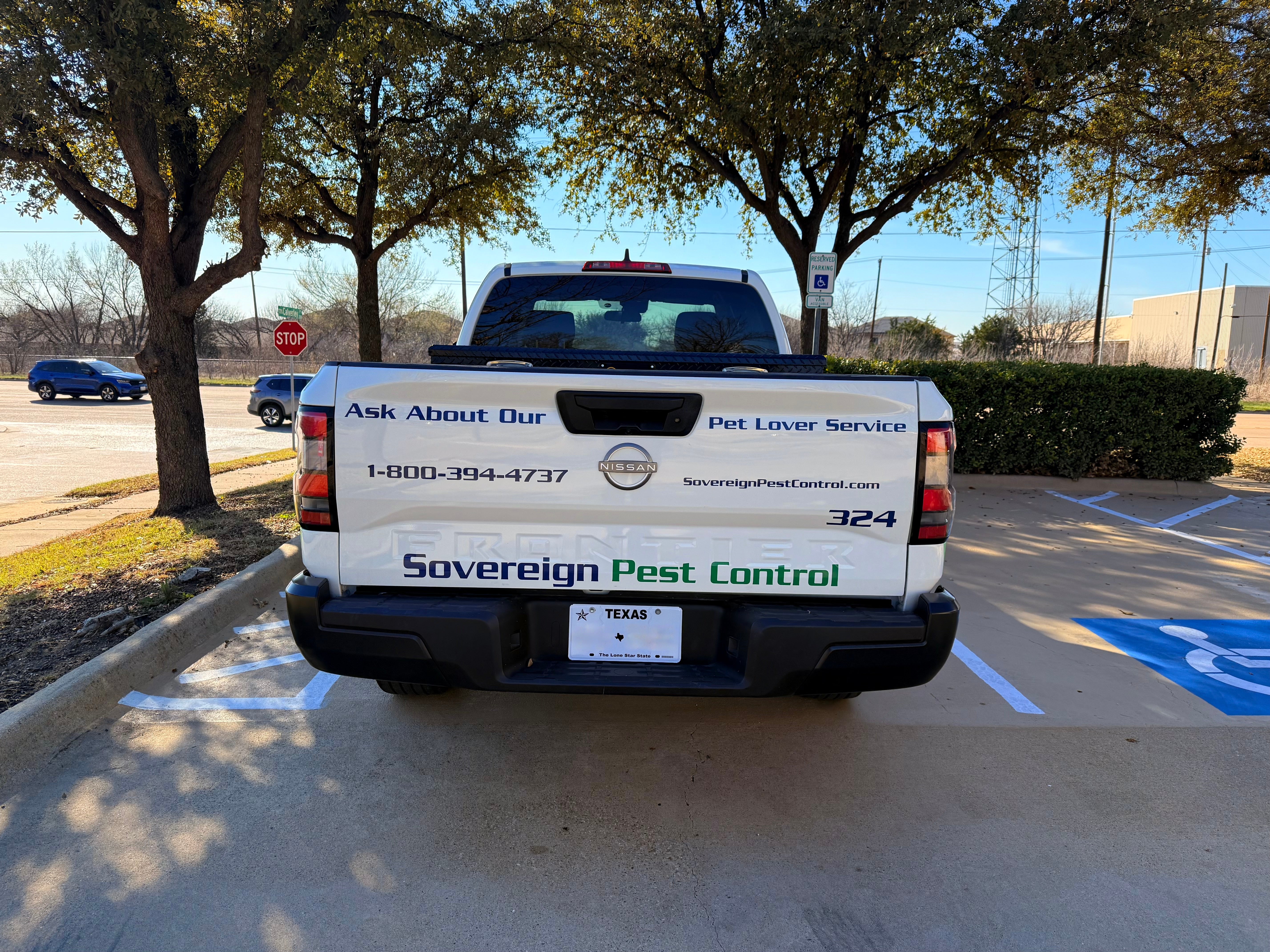 Truck Decals for Sovereign Pest Control done by Signarama North Fort Worth/Keller