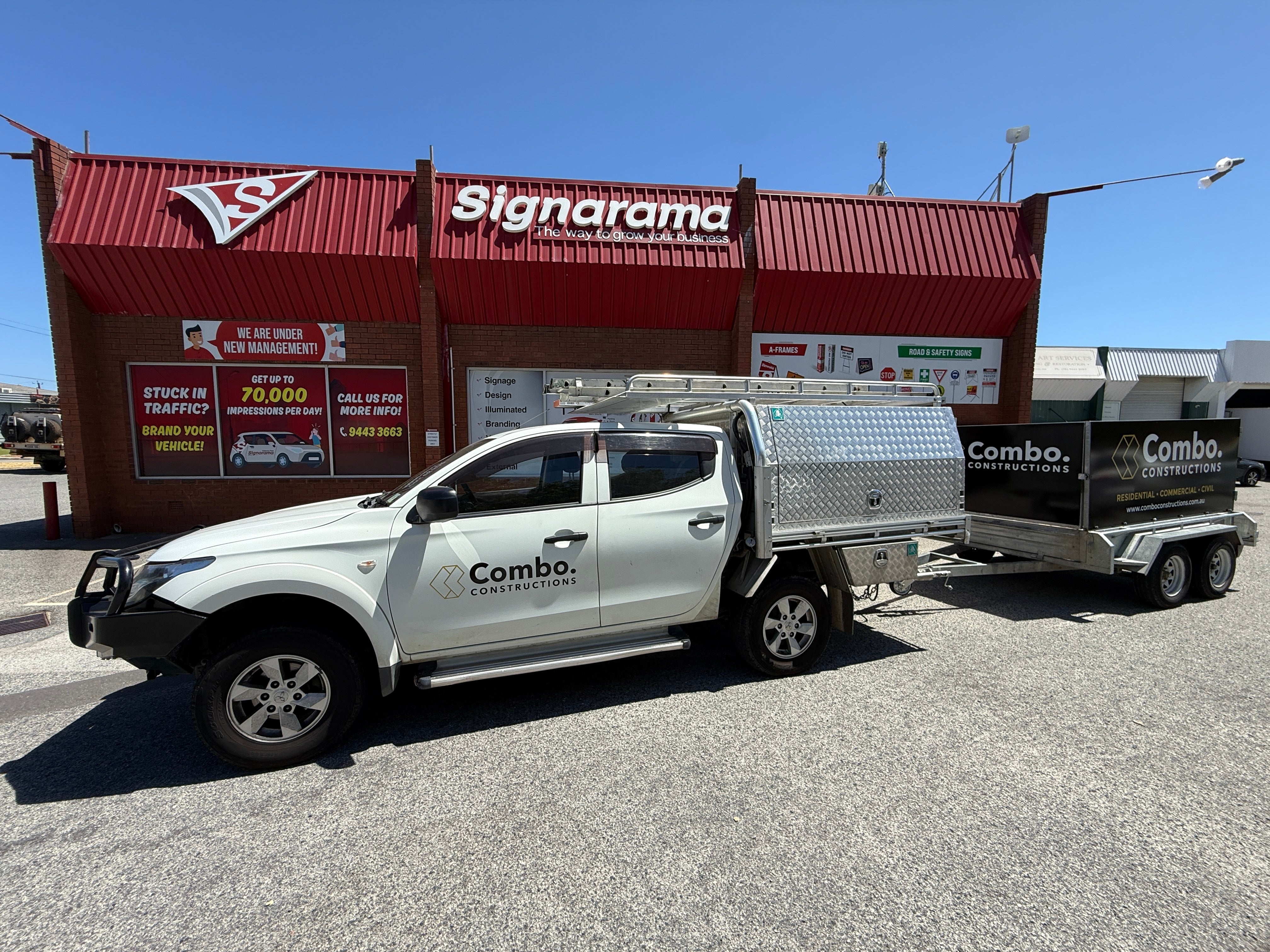 Turning a Work Vehicle Into a Mobile Billboard: Combo Constructions Vehicle & Trailer Signage