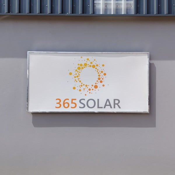 365 Solar outside warehouse signage