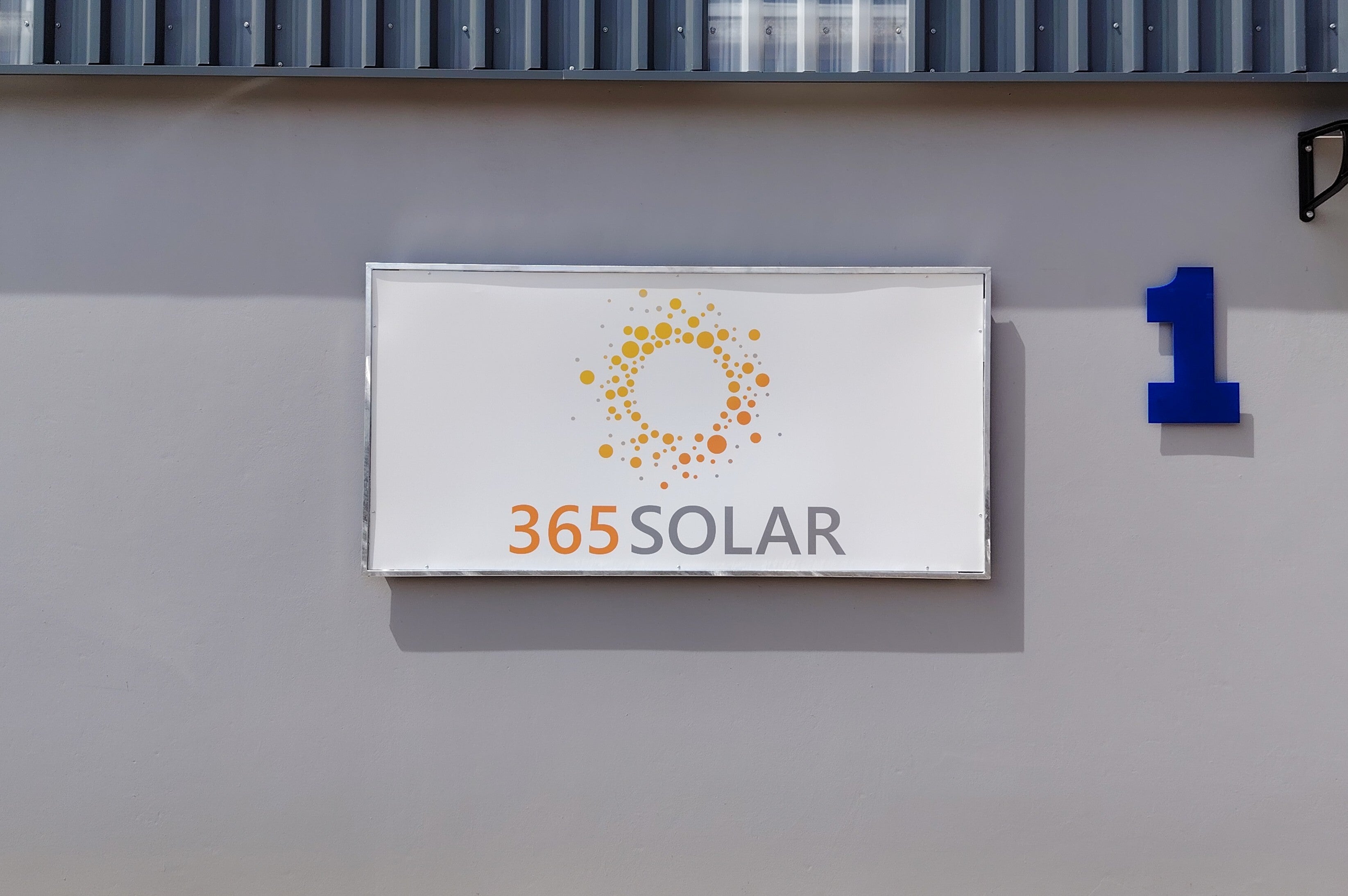 365 Solar outside warehouse signage