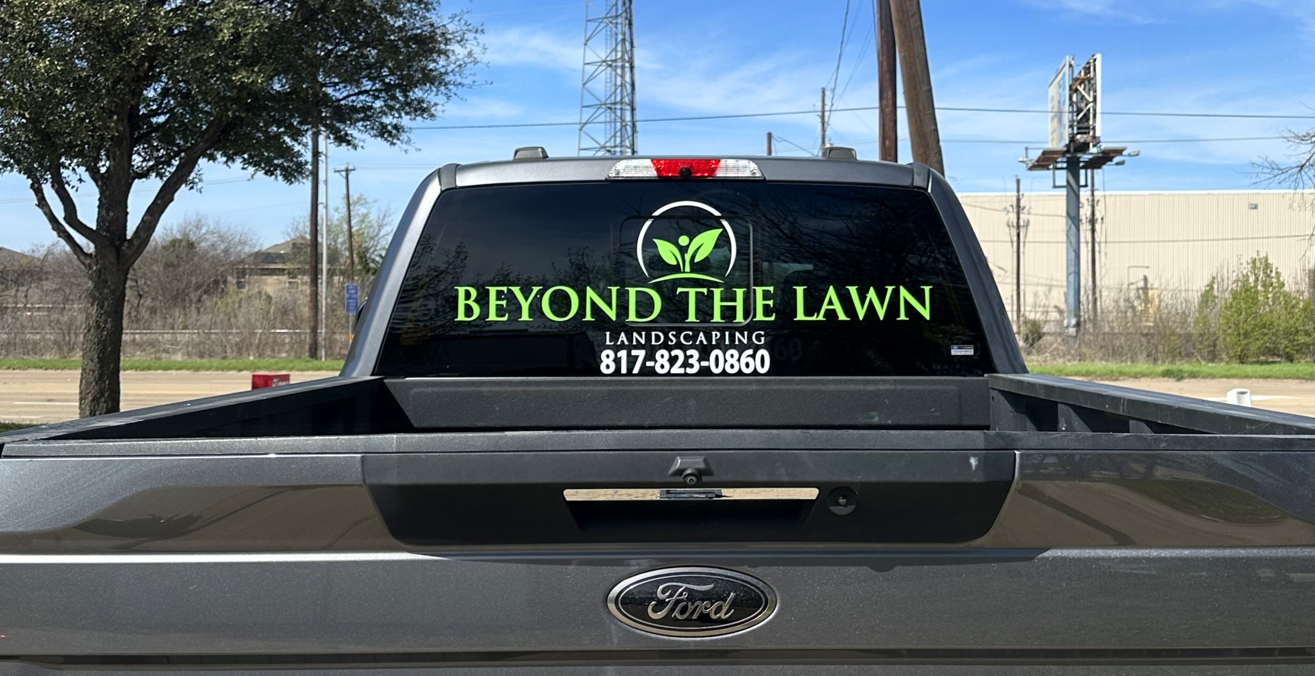 Truck Window Decals for Beyond the Lawn Landscaping done by Signarama North Fort Worth/Keller