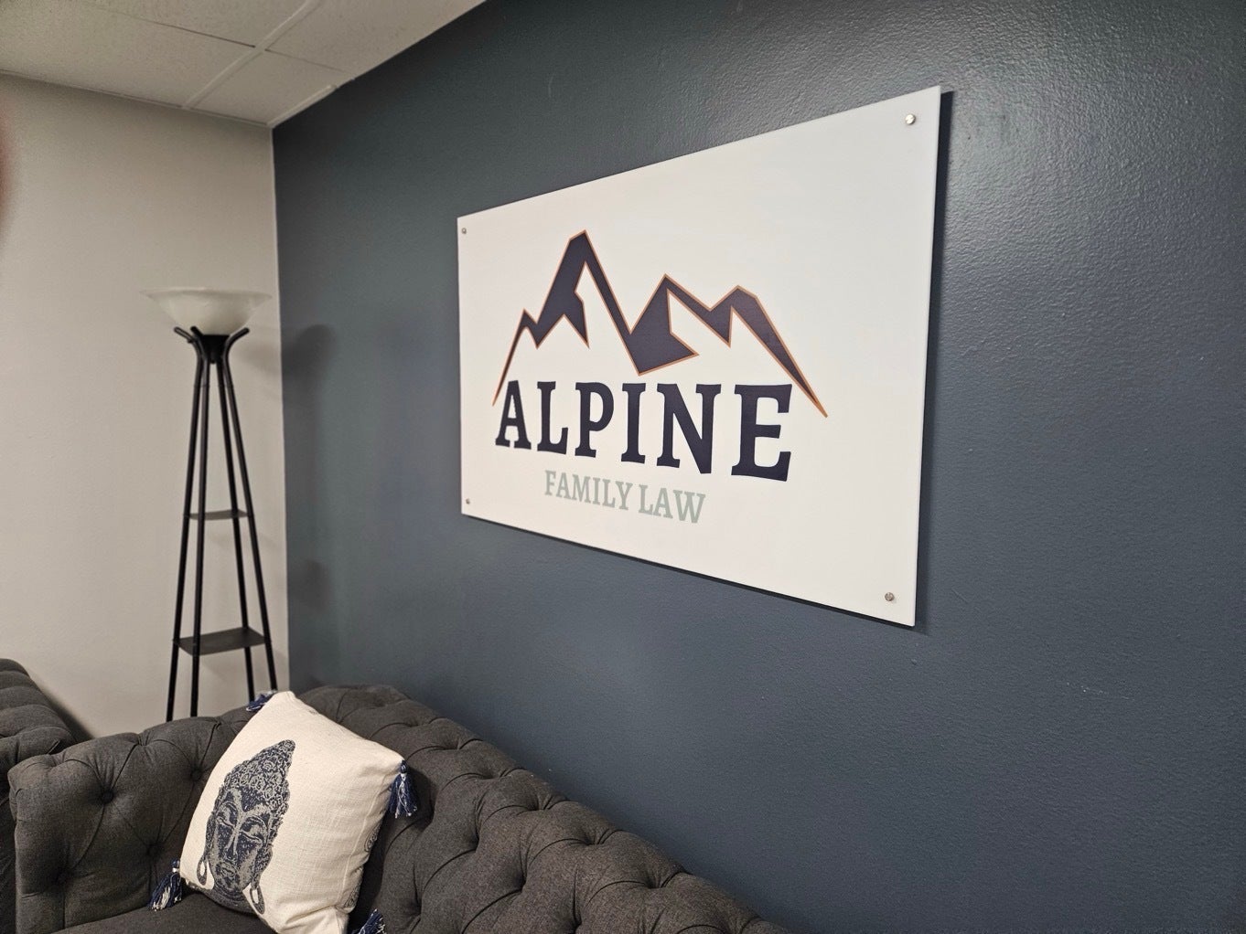 Custom Office Lobby Sign - Alpine Family Law, Redmond, WA