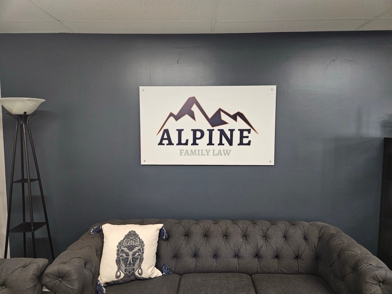 Custom Office Lobby Sign - Alpine Family Law, Redmond, WA