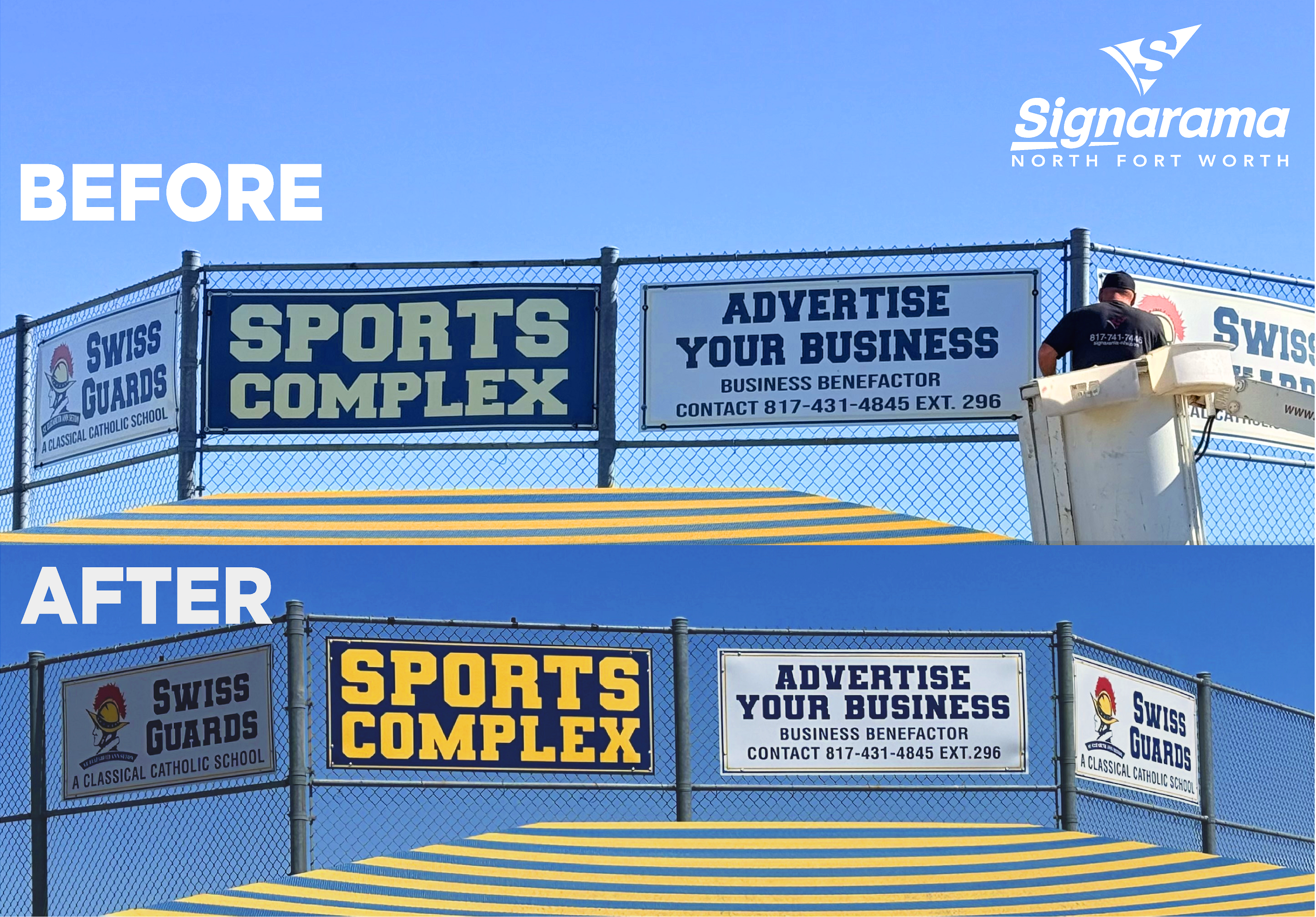 Refresh for St. Elizabeth Ann Seton Catholic School's Baseball Signs done by Signarama North Fort Worth/Keller