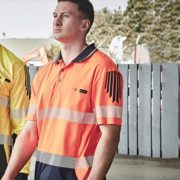 Custom Men’s Hi Vis Flux Segmented Tape Short Sleeve Polo