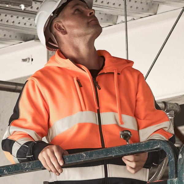 Custom Unisex Hi Vis Full Zip Stretch Taped Hoodie