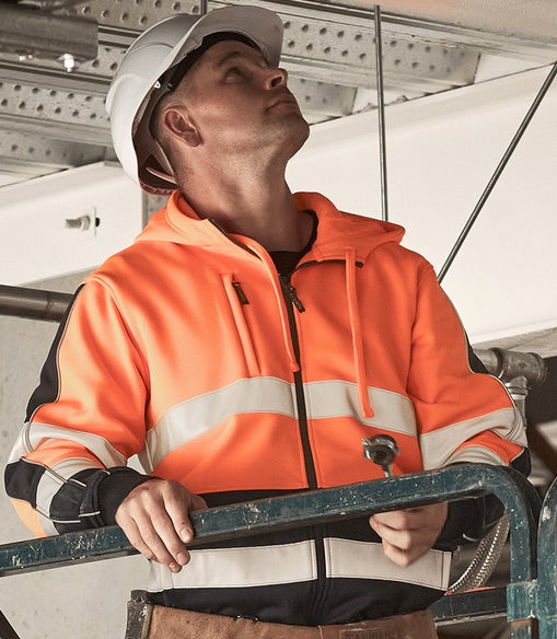 Unisex Hi Vis Full Zip Stretch Taped Hoodie