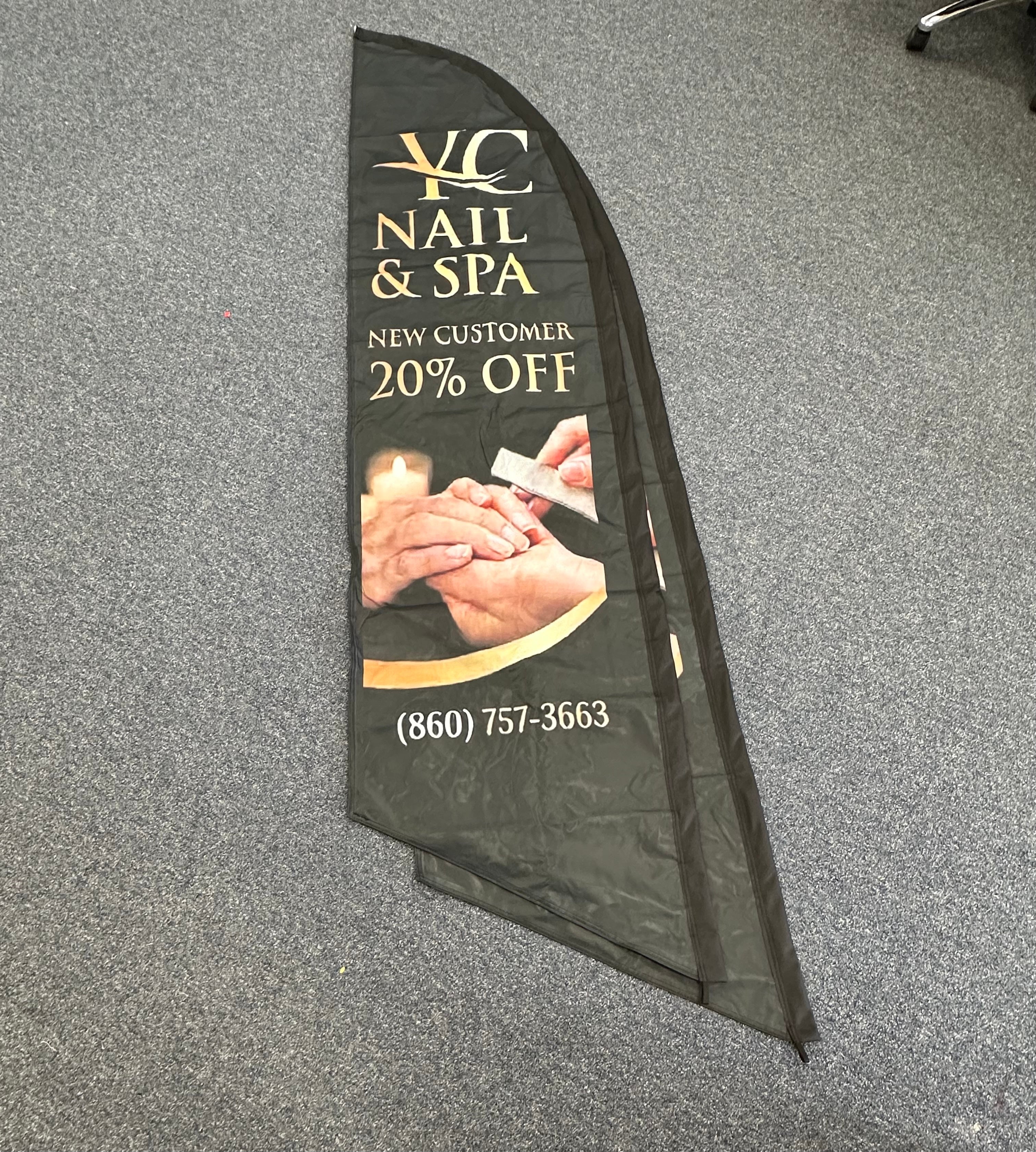 Complete Signage Package for Nail Salon – Acrylic Menu Board & Custom Feather Flags in Connecticut