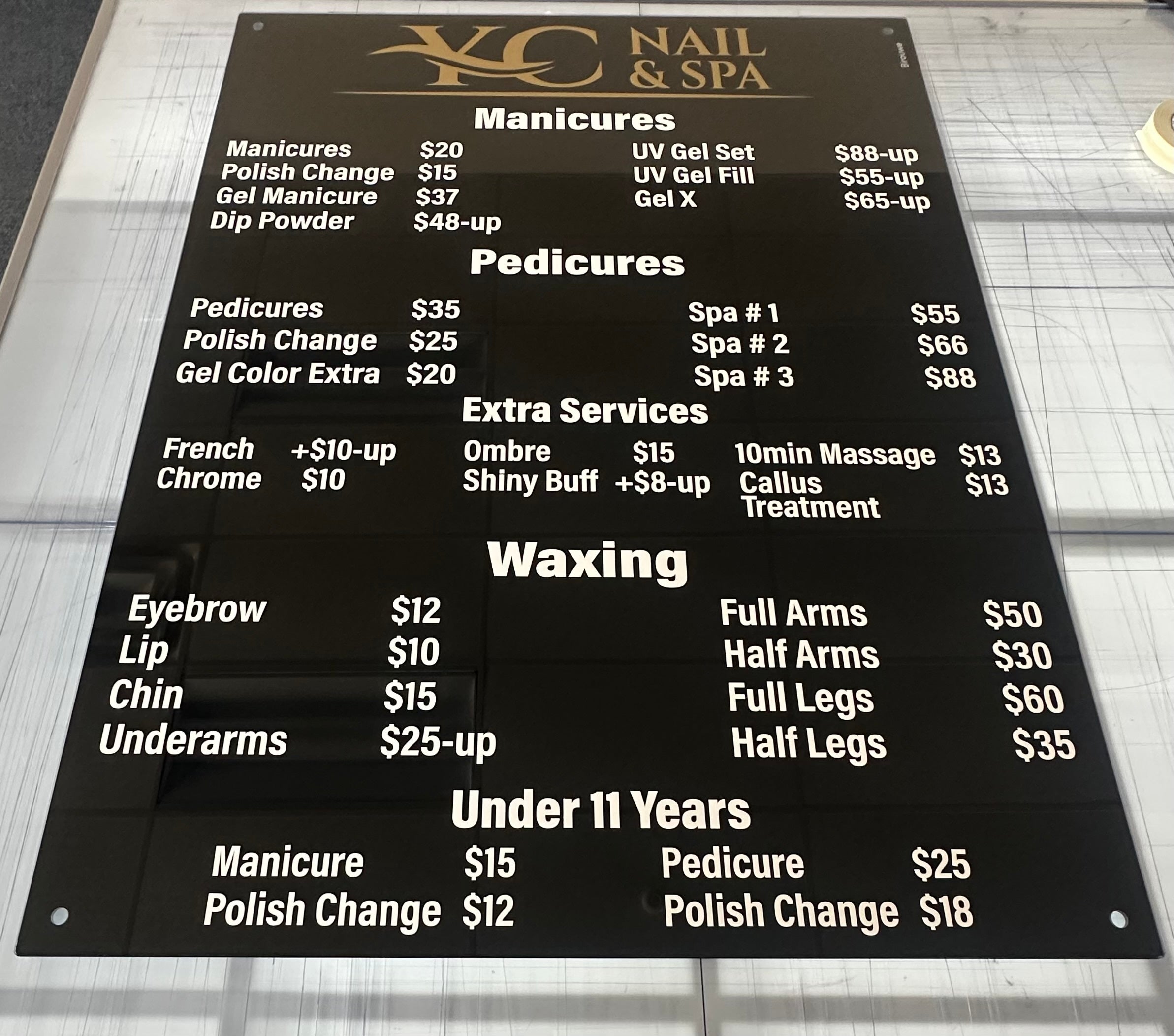 Complete Signage Package for Nail Salon – Acrylic Menu Board & Custom Feather Flags in Connecticut
