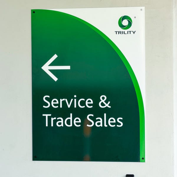 Signarama Springwood custom ACM panel signage produced for TRILITY, featuring durable aluminium composite material panels designed for industrial and commercial outdoor signage app...