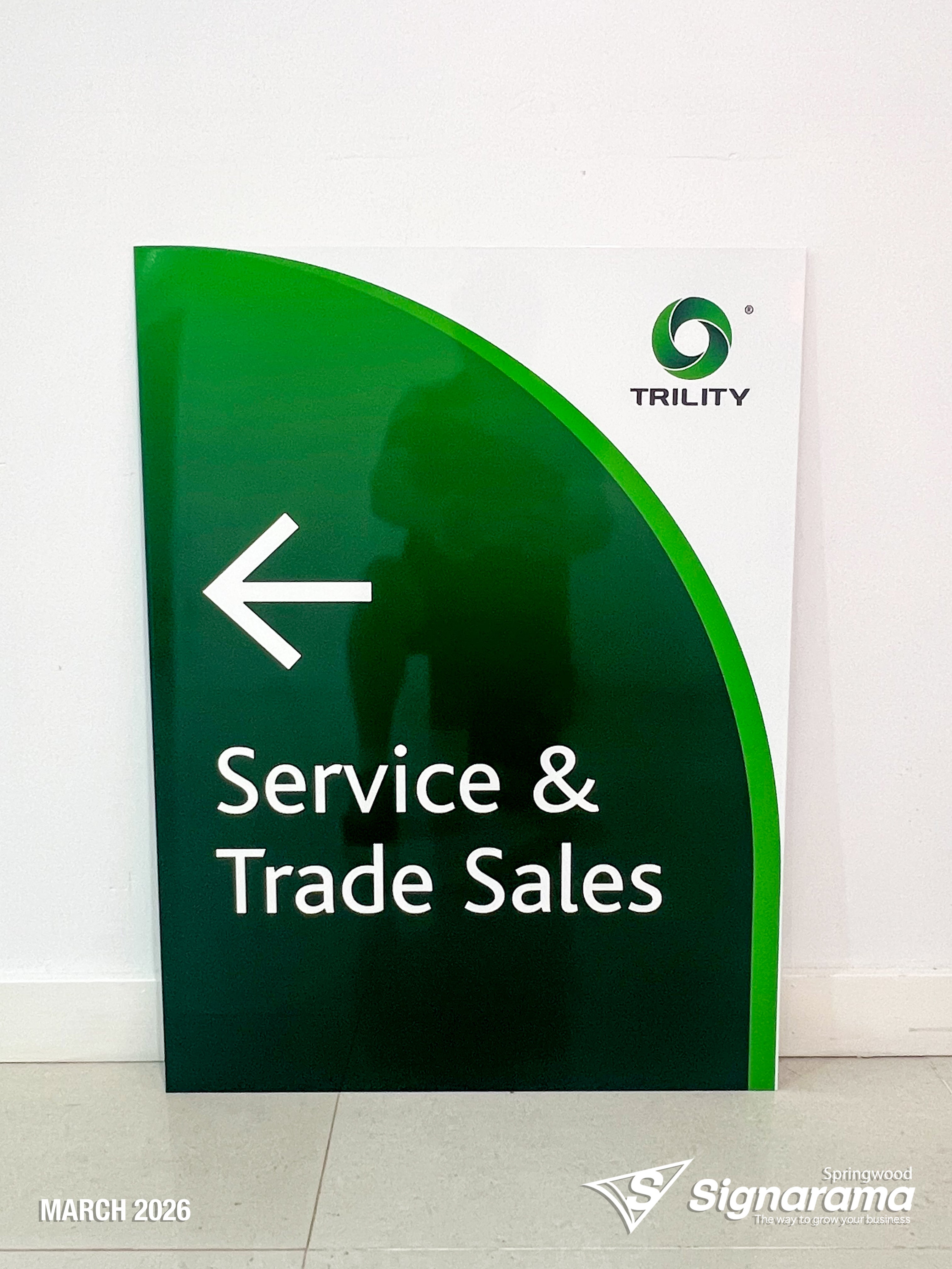 Signarama Springwood custom ACM panel signage produced for TRILITY, featuring durable aluminium composite material panels designed for industrial and commercial outdoor signage app...