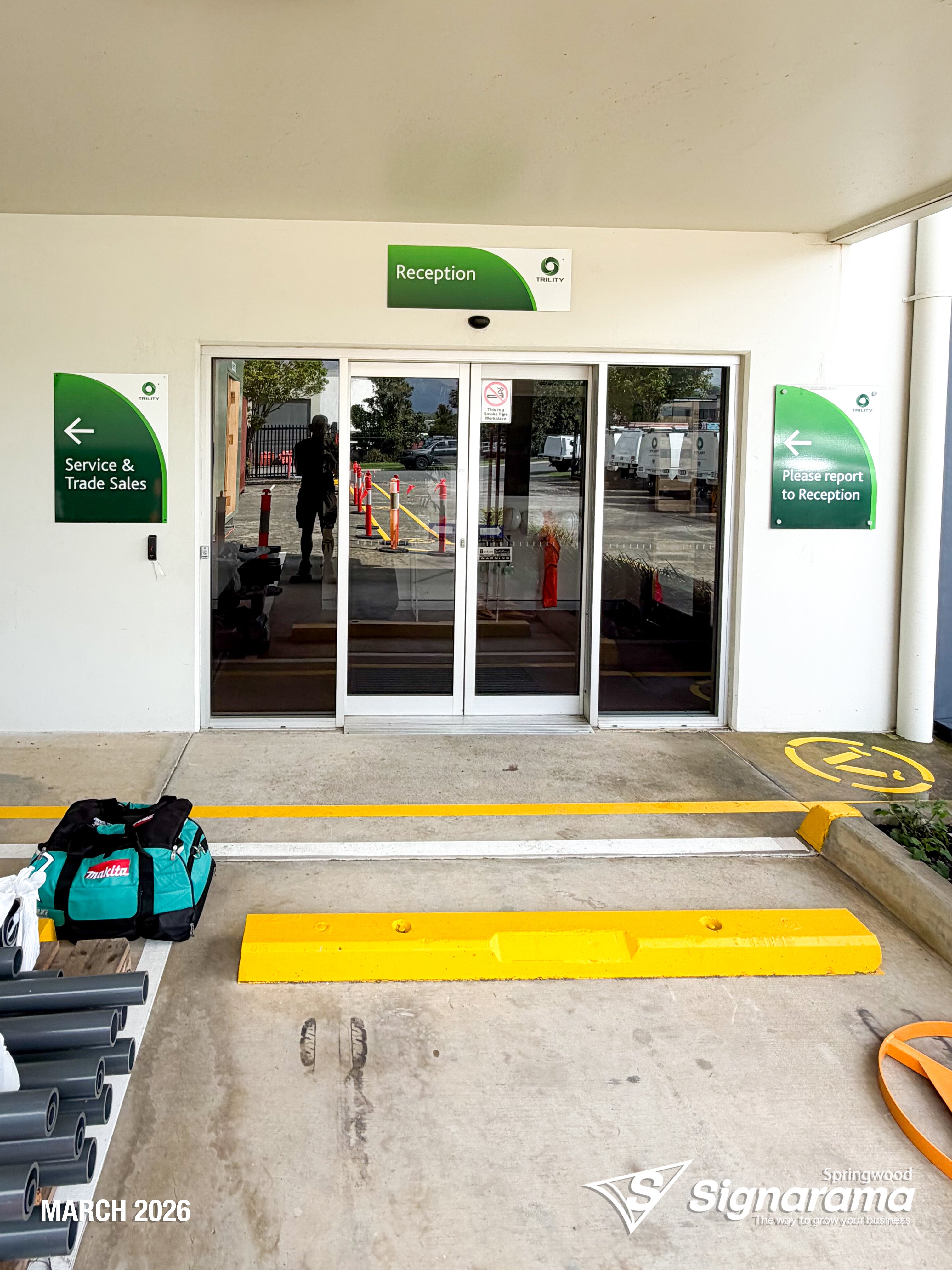 Signarama Springwood custom ACM panel signage produced for TRILITY, featuring durable aluminium composite material panels designed for industrial and commercial outdoor signage app...