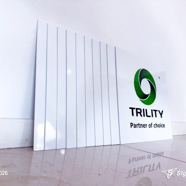 Signarama Springwood custom ACM panel signage produced for TRILITY, featuring durable aluminium composite material panels designed for industrial and commercial outdoor signage app...