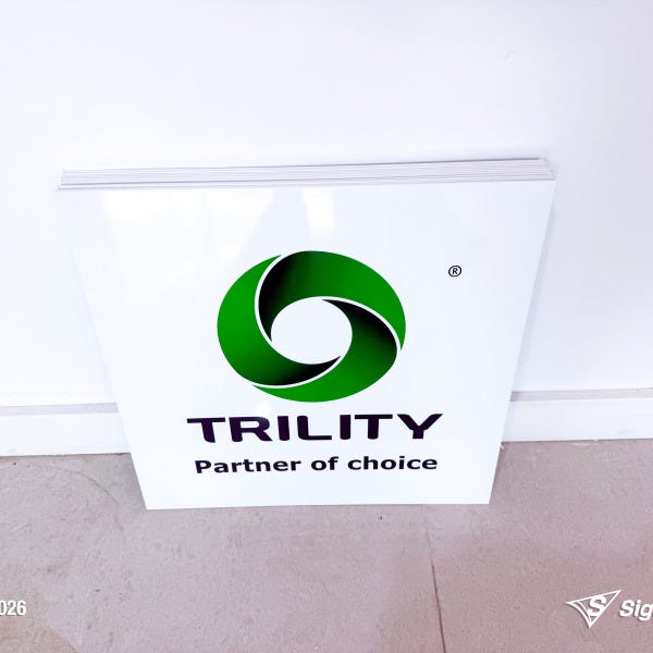 Signarama Springwood custom ACM panel signage produced for TRILITY, featuring durable aluminium composite material panels designed for industrial and commercial outdoor signage app...