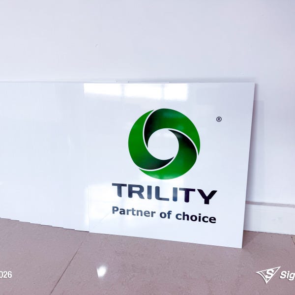 Signarama Springwood custom ACM panel signage produced for TRILITY, featuring durable aluminium composite material panels designed for industrial and commercial outdoor signage app...