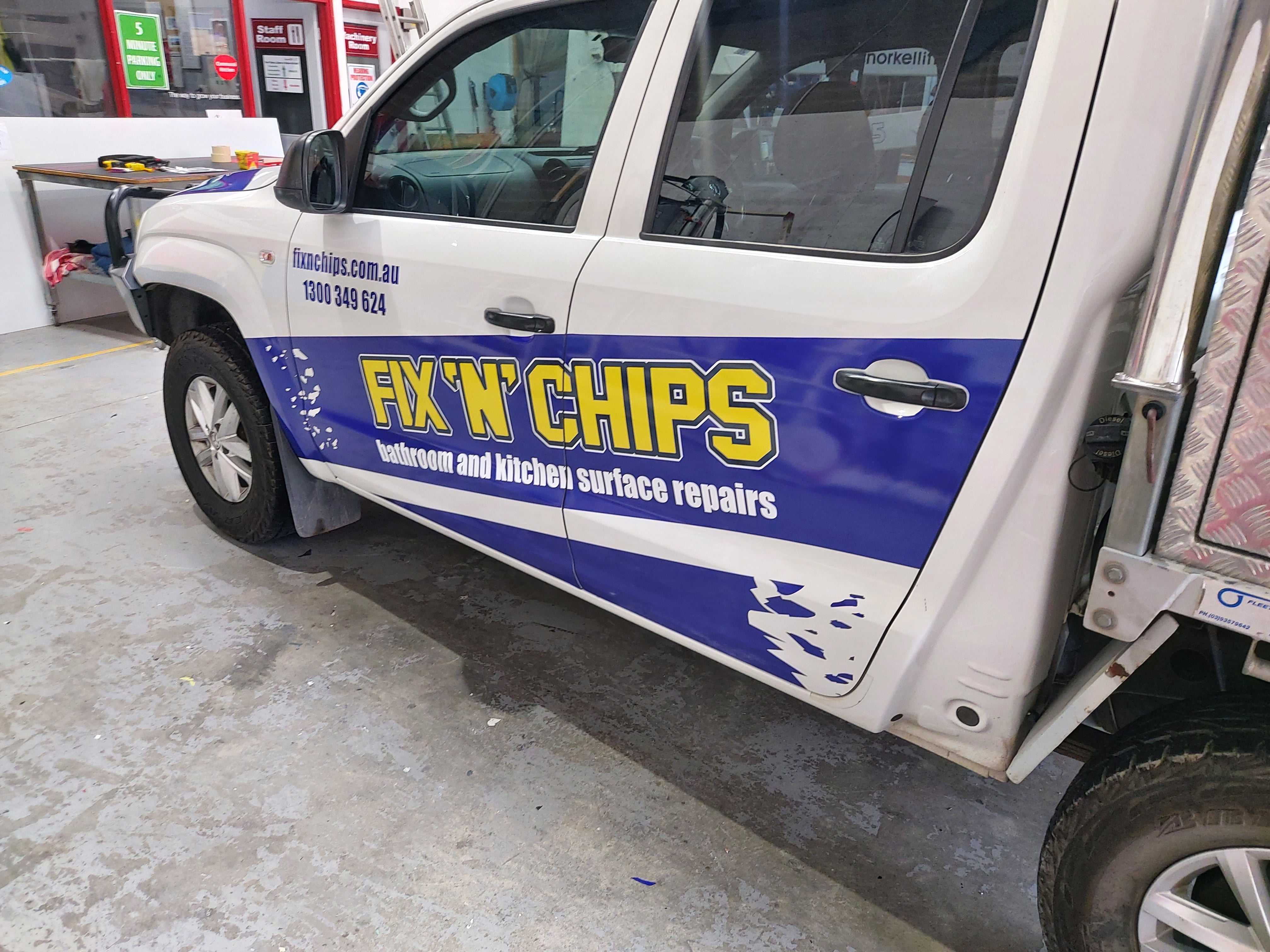 Custom UTE Graphics & Tray Wrap for Fix and Chips in Melbourne East