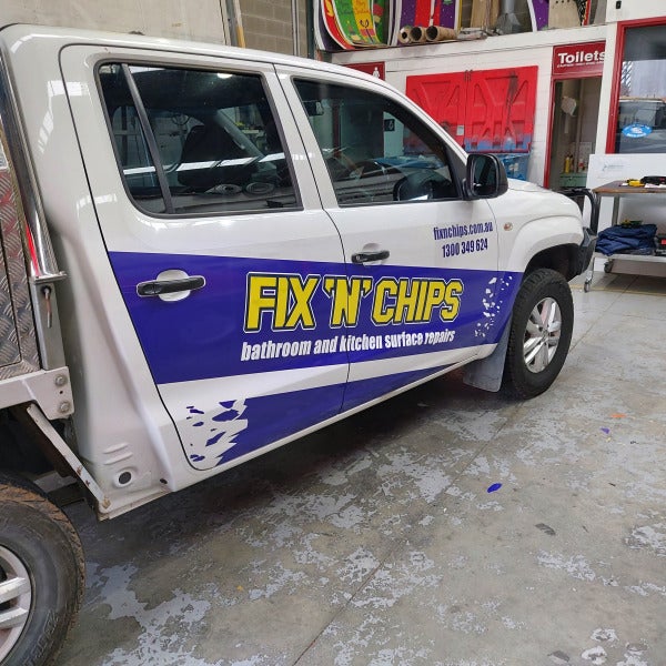 Custom UTE Graphics & Tray Wrap for Fix and Chips in Melbourne East