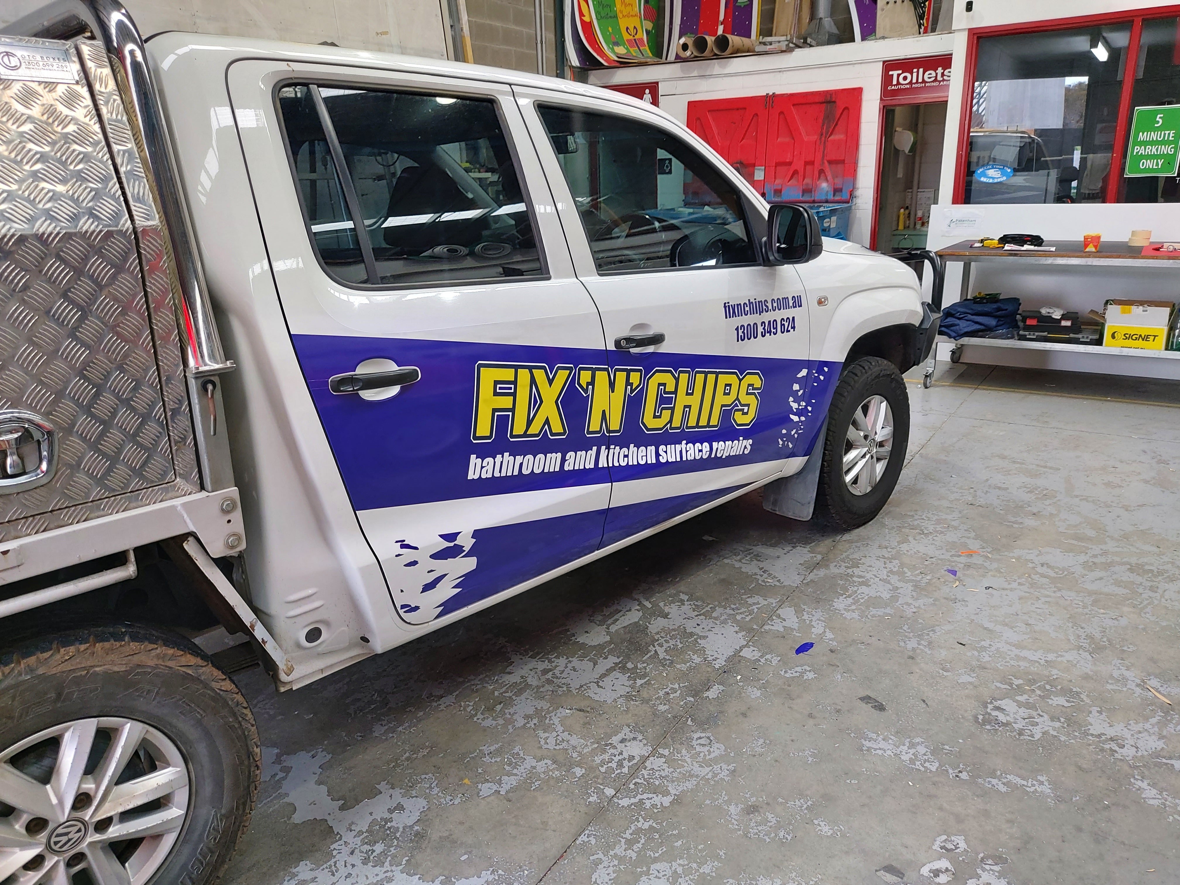 Custom UTE Graphics & Tray Wrap for Fix and Chips in Melbourne East