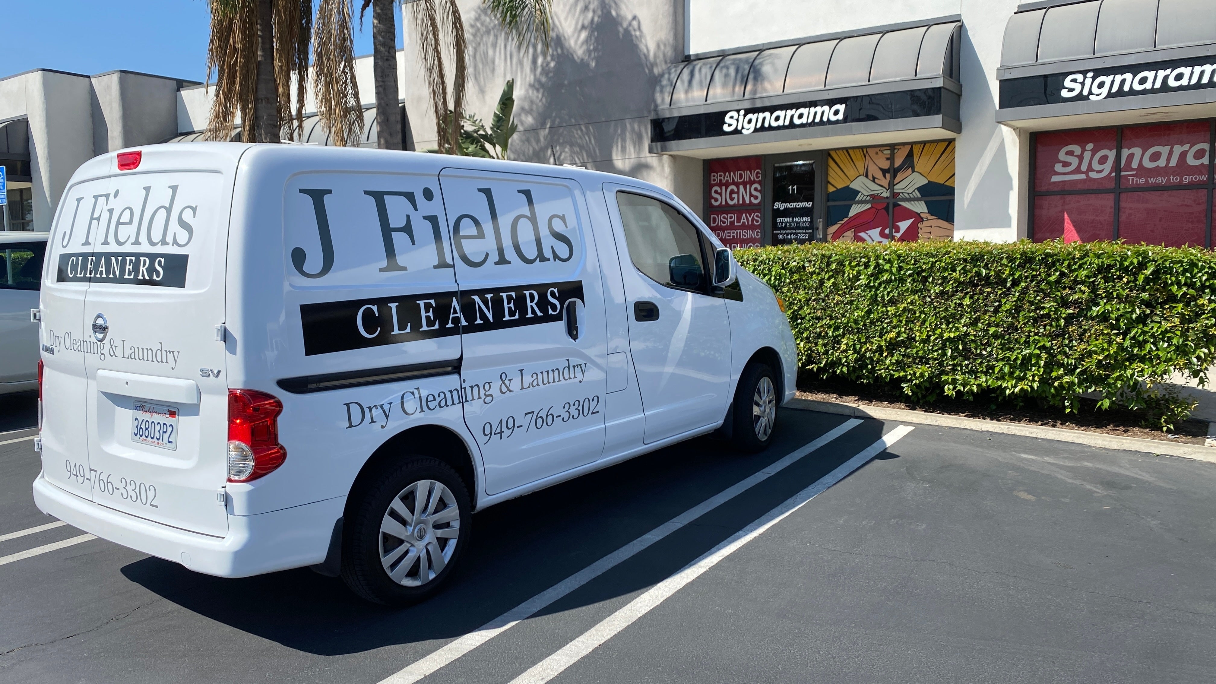 Vehicle Decals for J Fields Cleaners Van in Corona, CA