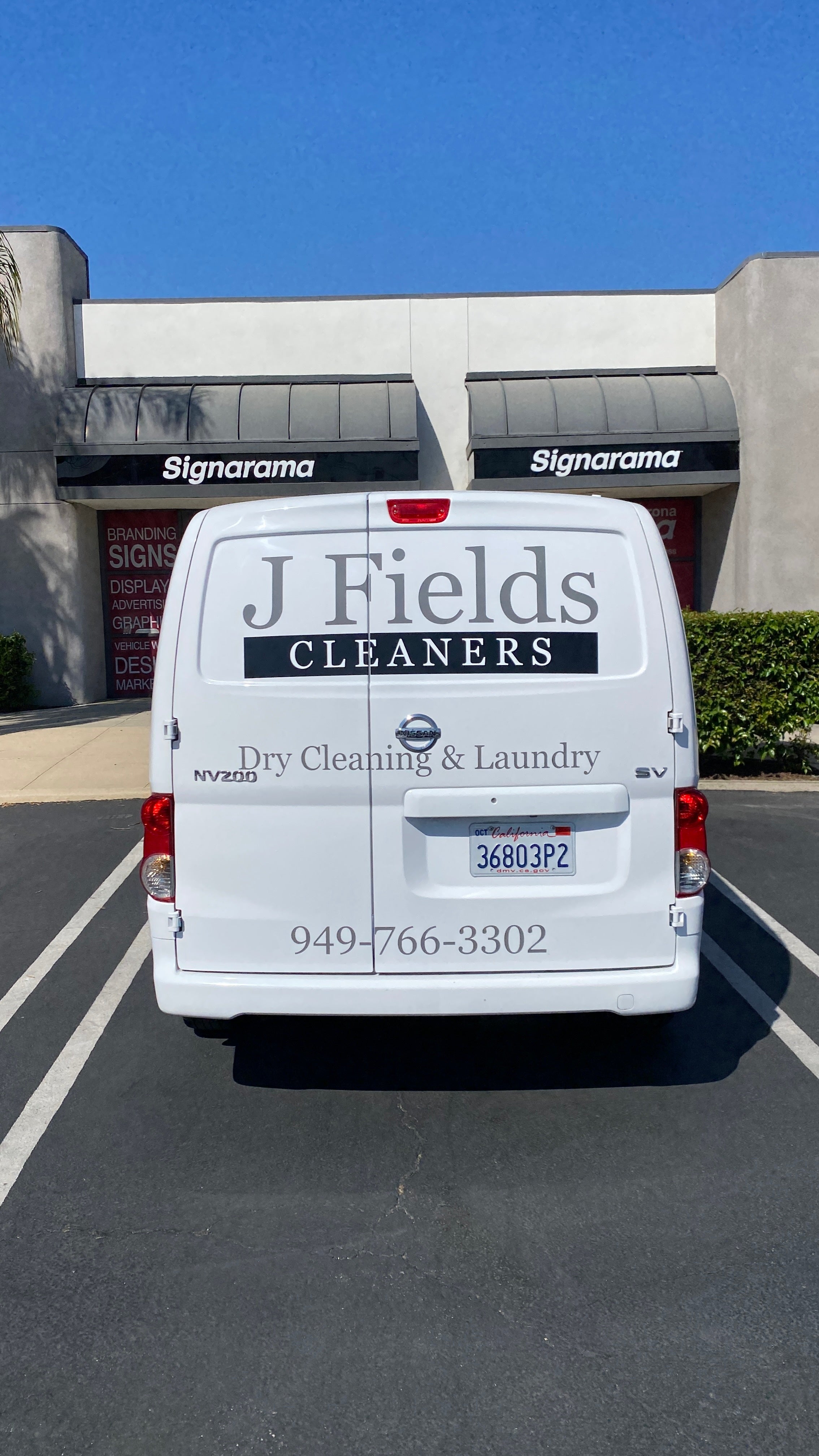 Vehicle Decals for J Fields Cleaners Van in Corona, CA
