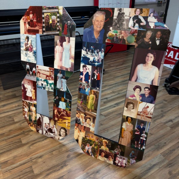 80th birthday PVC custom sign with picture montage