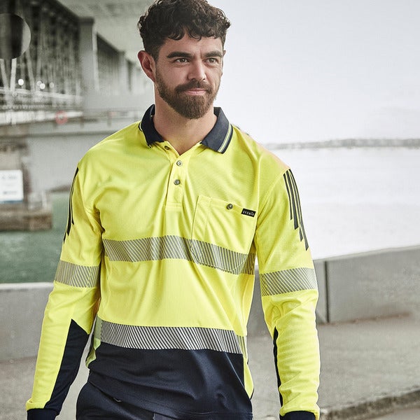 Custom Hi Vis Flux Segmented Tape Long Sleeve Polo Men’s